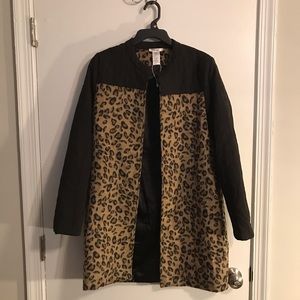 Black/tan cheetah print long coat